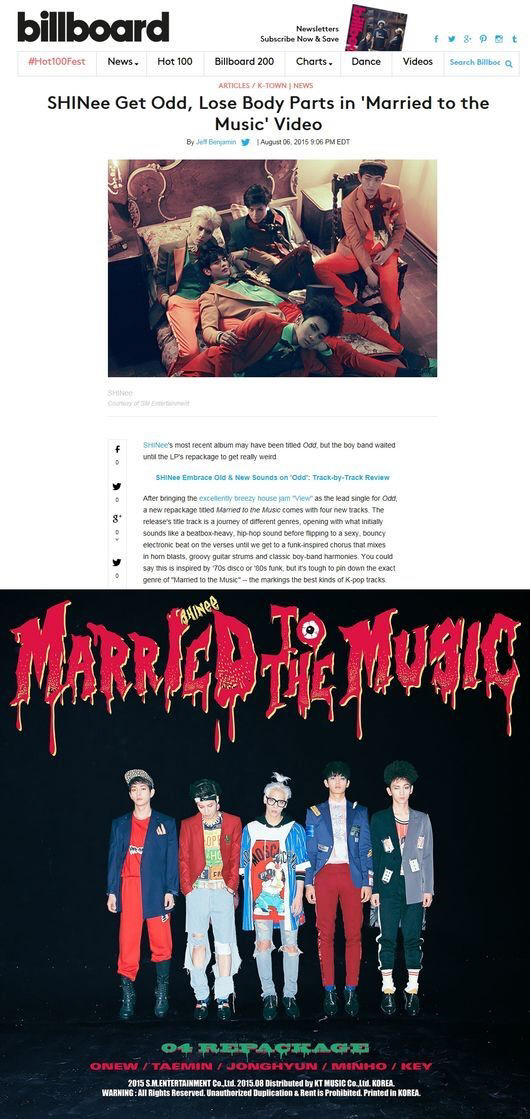 샤이니 'Married To The Music / 샤이니 'Married To The Music 사진=빌보드 홈페이지