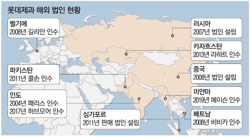 롯데제과의 해외법인 현황