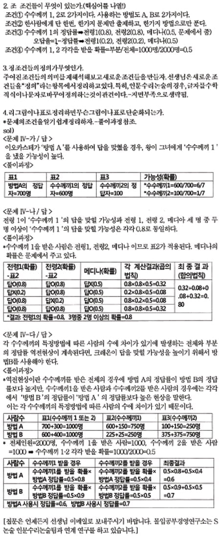 [인문 수리논술 풀이] (11) 고려대