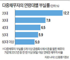 20대 신용불량자 비율 다른 연령대의 2배