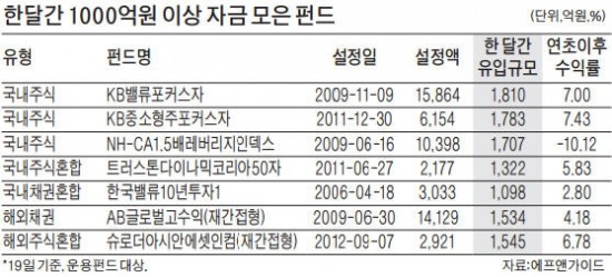 1000억 넘는 뭉칫돈 몰려 KB자산운용 '방긋'