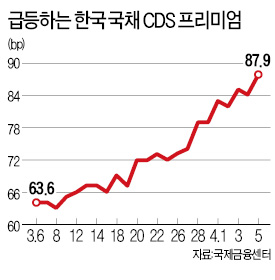 北 리스크…한국 '부도 위험' 급등