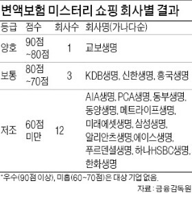 생보사 변액보험 미스터리 쇼핑 해보니 교보 '양호'…12개 대형사 '낙제점'