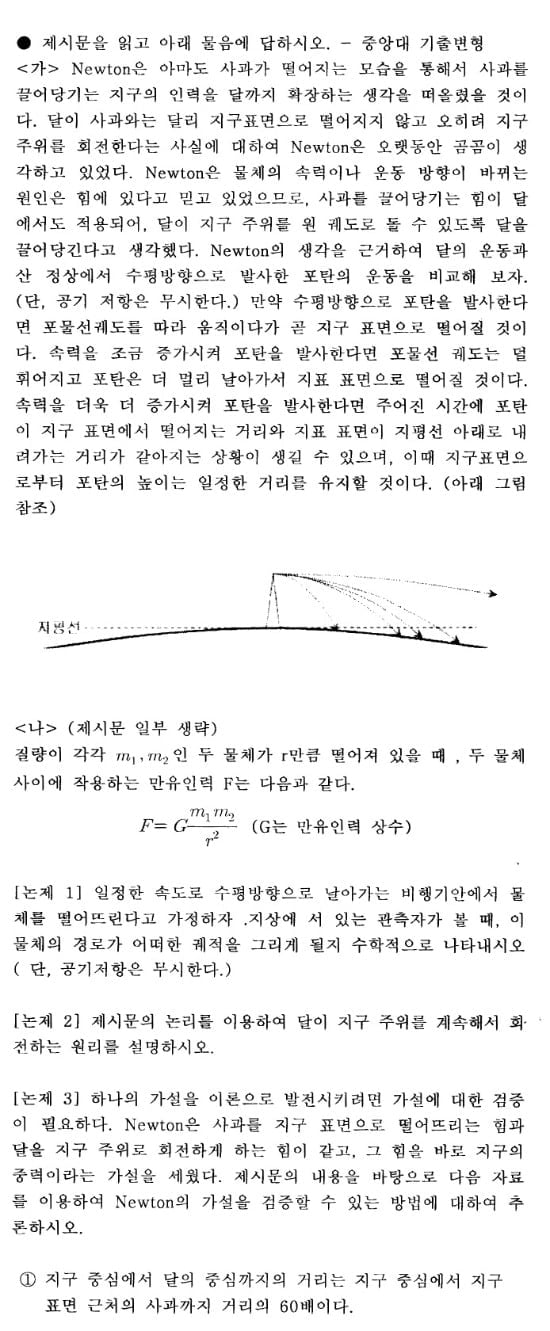 [콕 짚는 과학논술] 물리- (3) 중력장에서의 물체의 운동 Ⅱ