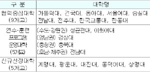 <표> 2013년 대학 입학사정관 역량강화 지원사업 선정 결과