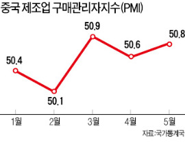 中 제조업지수 깜짝 반등…5월 PMI 예상치 웃돌아 