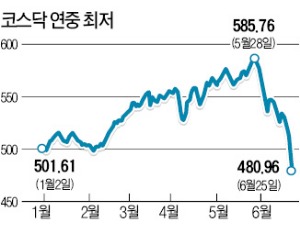 코스닥 5.4% 폭락…개인투자자 '비명'