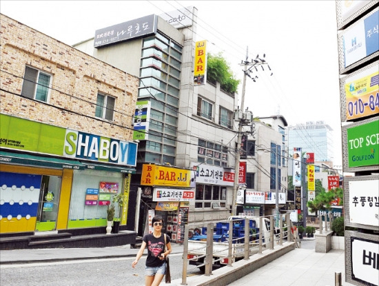 경기 침체에 따른 공실률 증가 및 임대수익 하락으로 서울 강남 일대 이면도로의 소형 빌딩 매매·경매 물건이 증가하고 있다. 서울 역삼동 테헤란로 이면도로의 빌딩 모습. 한경DB