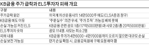 KB금융 지난 10일 장중 하한가 '후폭풍'…ELS 투자자 116명 손실 가능성 커