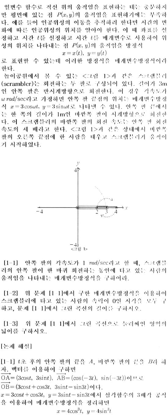 [논술 길잡이] <213> 매개변수에 의한 곡선의 길이