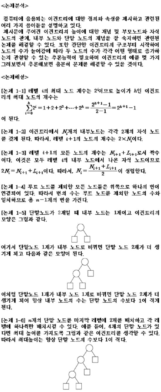 [논술 길잡이] <216> 이진트리의 구조