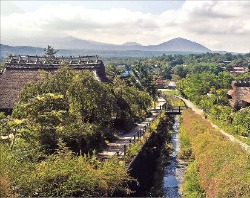 야마나시현의 마을 풍경. 