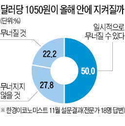 "환율 연내 1050원 붕괴 가능성"