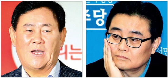 < 심각한 여야 원내대표 > 최경환 새누리당 원내대표가 1일 여의도 당사에서 기자간담회를 하고 있고(왼쪽 사진), 전병헌 민주당 원내대표는 국회에서 열린 자체 예산안 심의 2차회의 도중 생각에 잠겨 있다. 연합뉴스