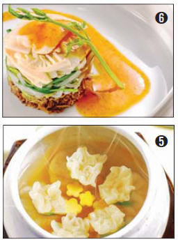 (5) 석류 만두탕 (6) 홍시소스 죽순채