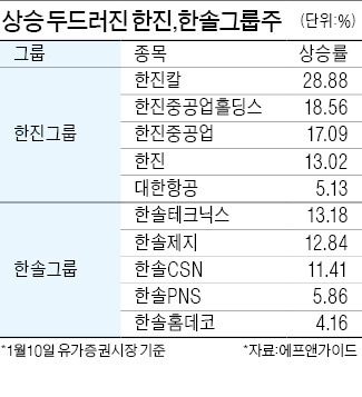 '낭중지추' 한진·한솔그룹株