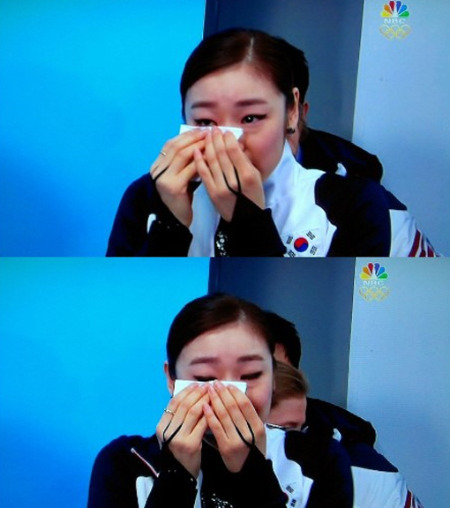 김연아 눈물 / NBC 방송 캡쳐본