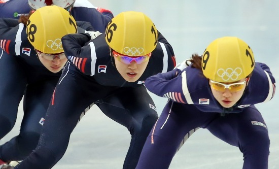  <올림픽> 1,000m  여자 쇼트트랙팀 /연합뉴스