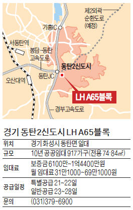 경기 동탄2신도시 LH A65블록, 보증금 6100만원…10년간 이사 걱정없어
