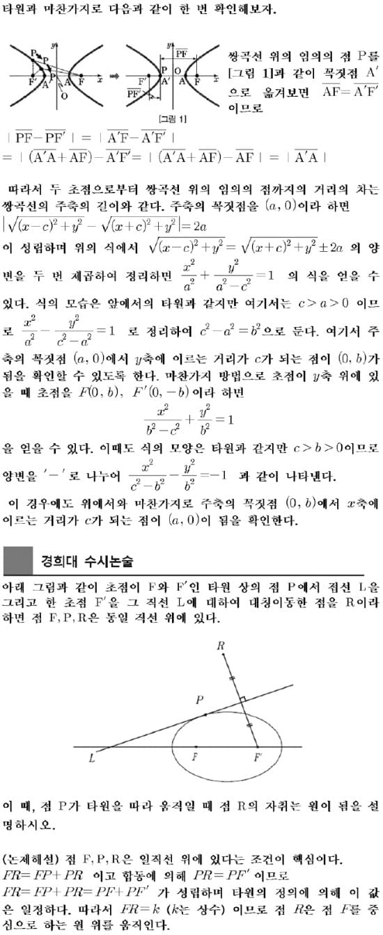 [논술 길잡이] <231> 이차곡선-접선과 초점에 관한 정리