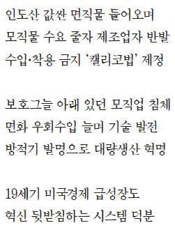 '모직업 보호' 캘리코 수입 금지…정작 산업혁명 이끈 건 면직공업