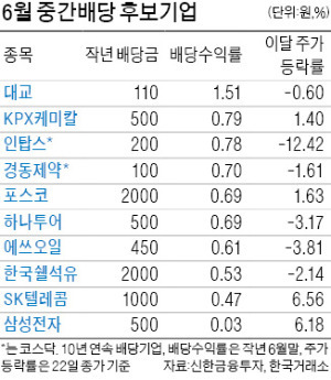 6월 지갑 불려줄 중간배당株는…