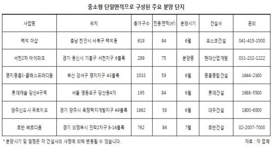 아파트, 실속형 단일면적 '뜬다'