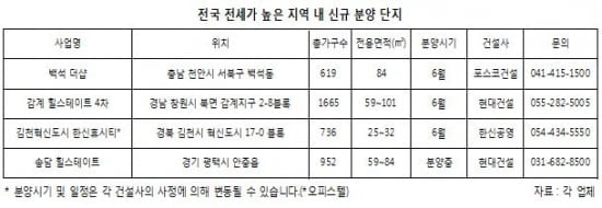 전세가율 높은 지역 새 아파트 잡아볼까?