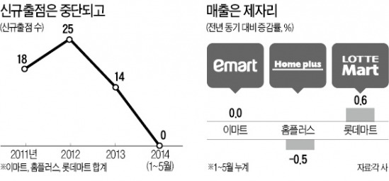 성장 멈춘 대형마트, 2014년 들어 신규 출점 '전무'