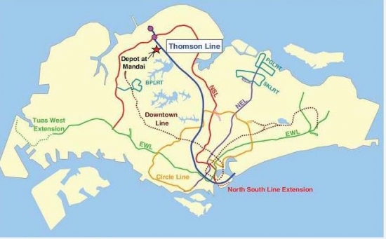 대림산업이 수주한 싱가포르 톰슨라인 지하철 공사 위치도