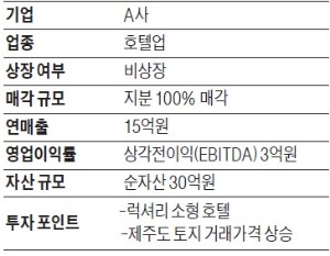 [M&A 장터] 제주도 소형호텔 지분 매각