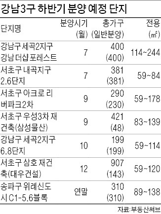 '강남3구' 연말까지 1711가구 분양