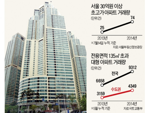 초고가 아파트 거래 늘었다…전용 135㎡ 넘는 대형 아파트 거래도 40% 급증