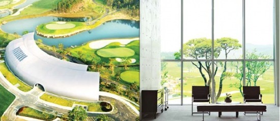 세계적인 건축가 일본의 안도 다다오가 설계한 페럼클럽 클럽하우스의 외부와 내부.