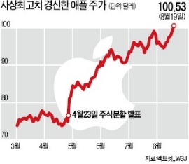 애플 주가 사상 최고가…100.53弗