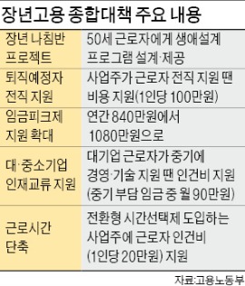 장년 재취업 1인당 100만원 지원…'이모작 장려금' 제도 2015년 신설