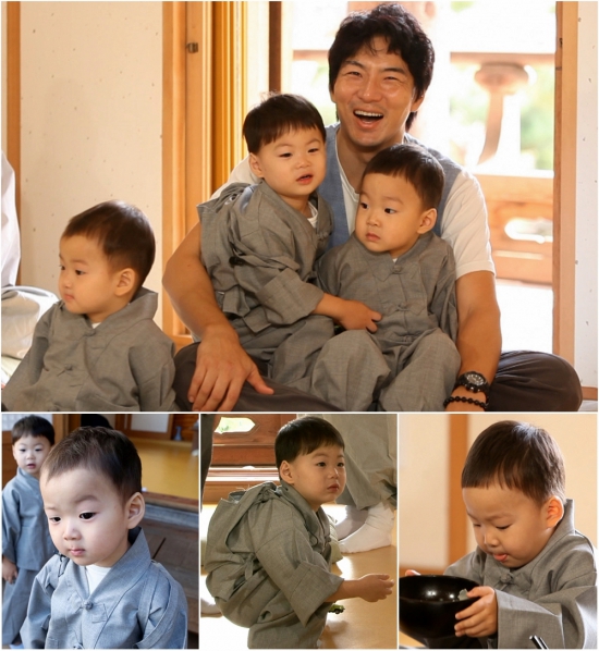 '슈퍼맨' 삼둥이 템플스테이, 꾸러기 표정 '앙증맞아'…2주를 기다렸다!