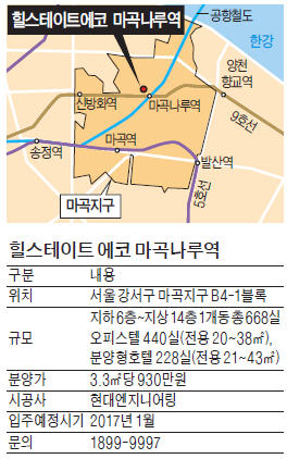 힐스테이트 에코 마곡나루역, 오피스텔·호텔 '한 살림'…인근 57개 기업 입주