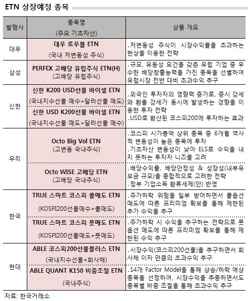 새 투자상품 ETN, 내달 17일 상장…투자대안 자리매김 '촉각'