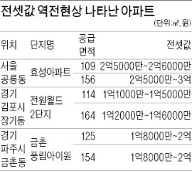 중형 > 대형…전셋값 역전 속출