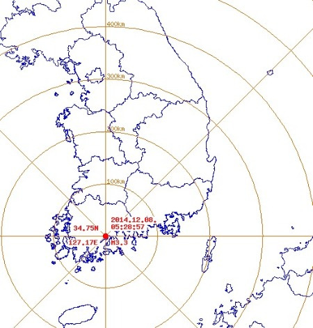 8일 새벽 전남 보성군 동남동쪽 8㎞ 지역에서 규모 3.3의 지진이 발생했다. 사진=기상청 제공