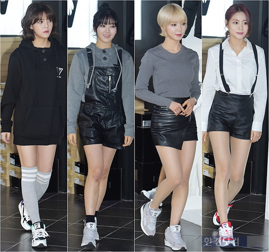 [포토] AOA 초아-지민-찬미-유나, 운동화 신고도 굴욕 無…'매끈한 명품 각선미'