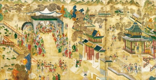 곽분양행락도(郭汾陽行樂圖), 123×326cm, 8폭 병풍, 조선시대 작자미상