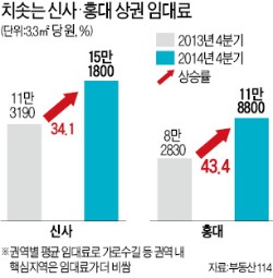 '억' 소리나는 홍대·가로수길 임대료