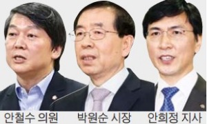 안철수·박원순·안희정 '한자리'…"실용·정책 선의의 경쟁 하자"