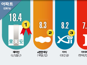  살고 싶은 아파트 '전국구 1위'는 래미안…서울선 자이 더 선호