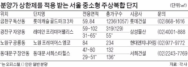 분양가 상한제 적용 '막차' 서울 중소형 주상복합 잡아라