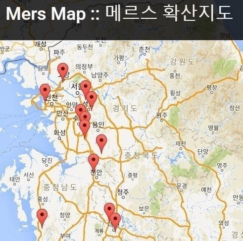 메르스 지도 메르스 지도 / 웹사이트(http://mersmap.com) 캡처