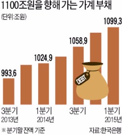 ['메르스 대응' 금리 내린 한은] 1000조 넘은 가계빚 '눈덩이' 우려…금리 인상땐 '뇌관', 소비 꺾일 수도