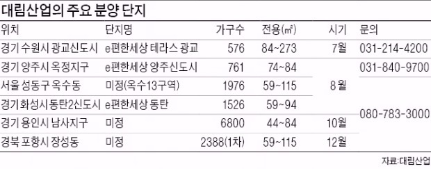 올해 아파트 분양 'e편한세상의 세상'…대림산업, 하반기에만 2만7000가구 쏟아내